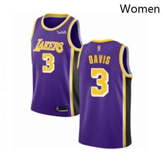 Womens Los Angeles Lakers 3 Anthony Davis Authentic Purple Basketball Jersey Statement Edition